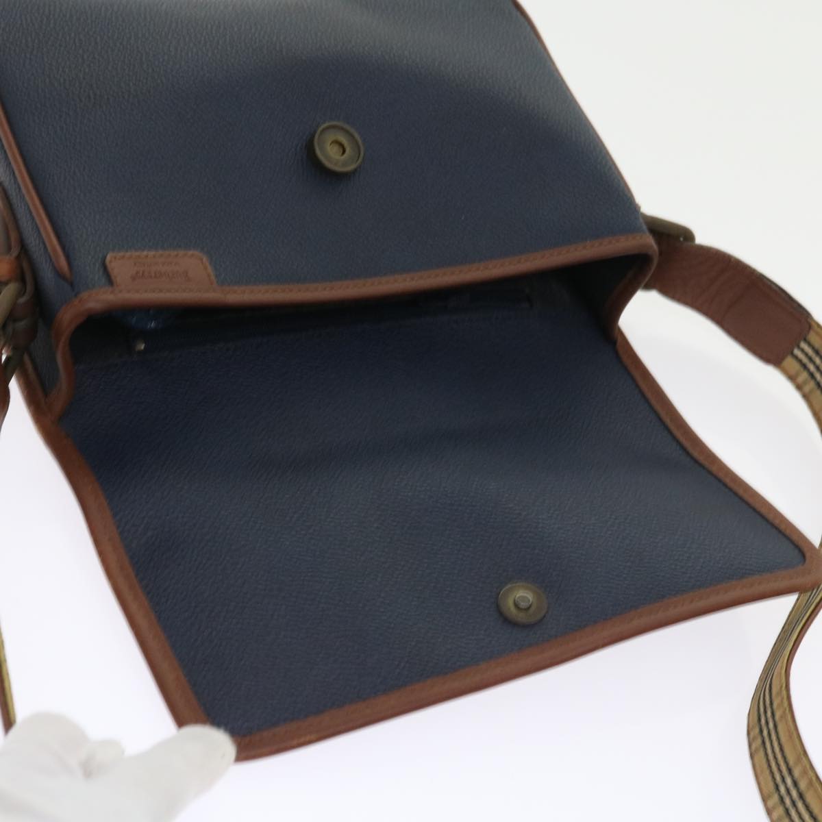 BurberrySs Shoulder Bag Leather Navy Auth yk9080