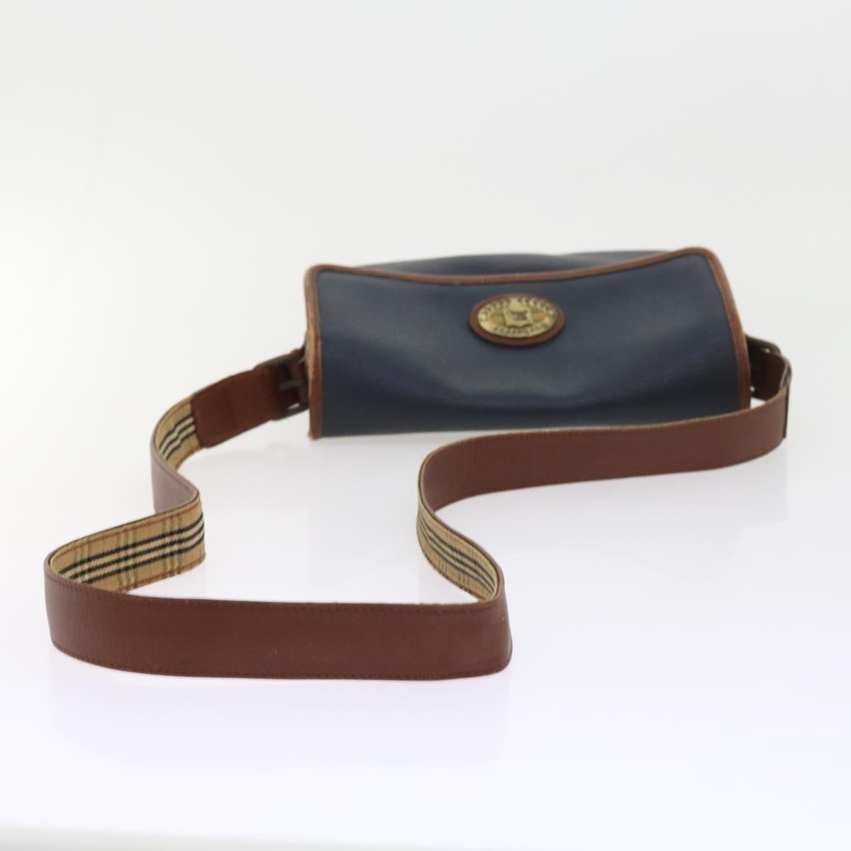 BurberrySs Shoulder Bag Leather Navy Auth yk9080