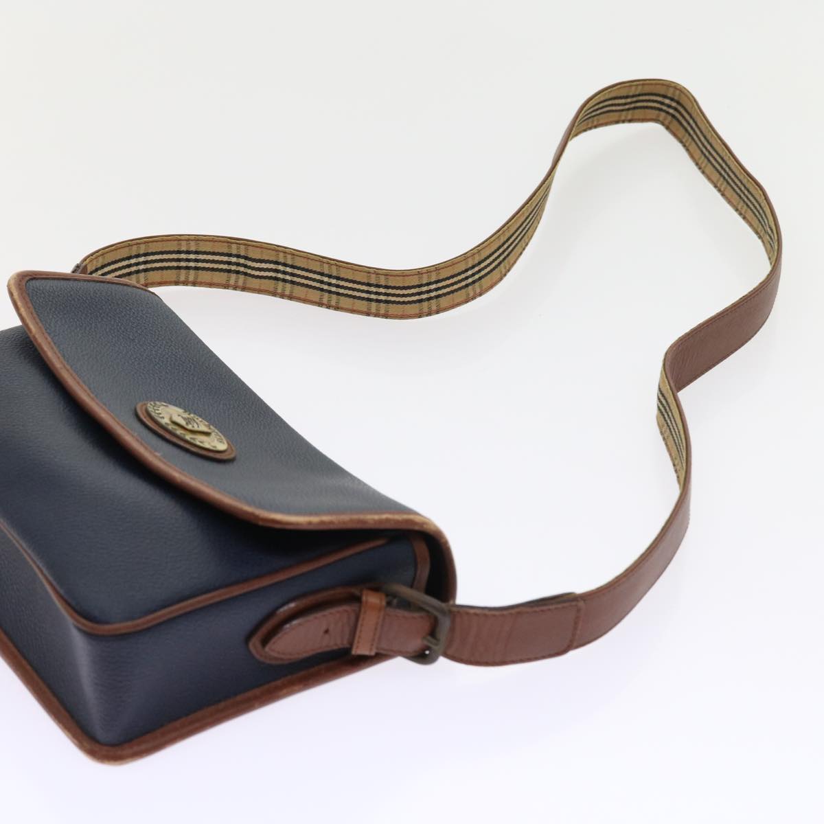 BurberrySs Shoulder Bag Leather Navy Auth yk9080