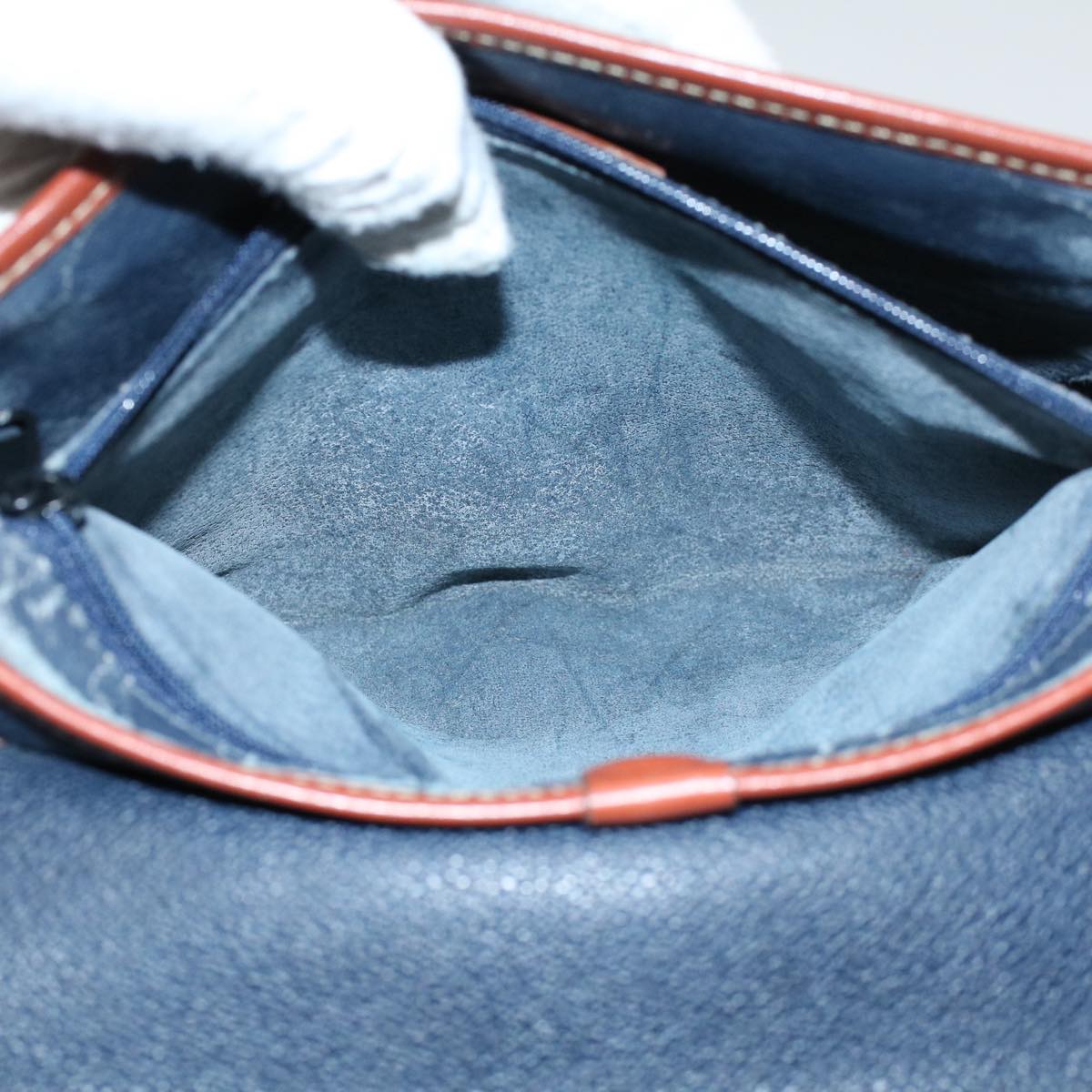 BurberrySs Shoulder Bag Leather Navy Auth yk9319