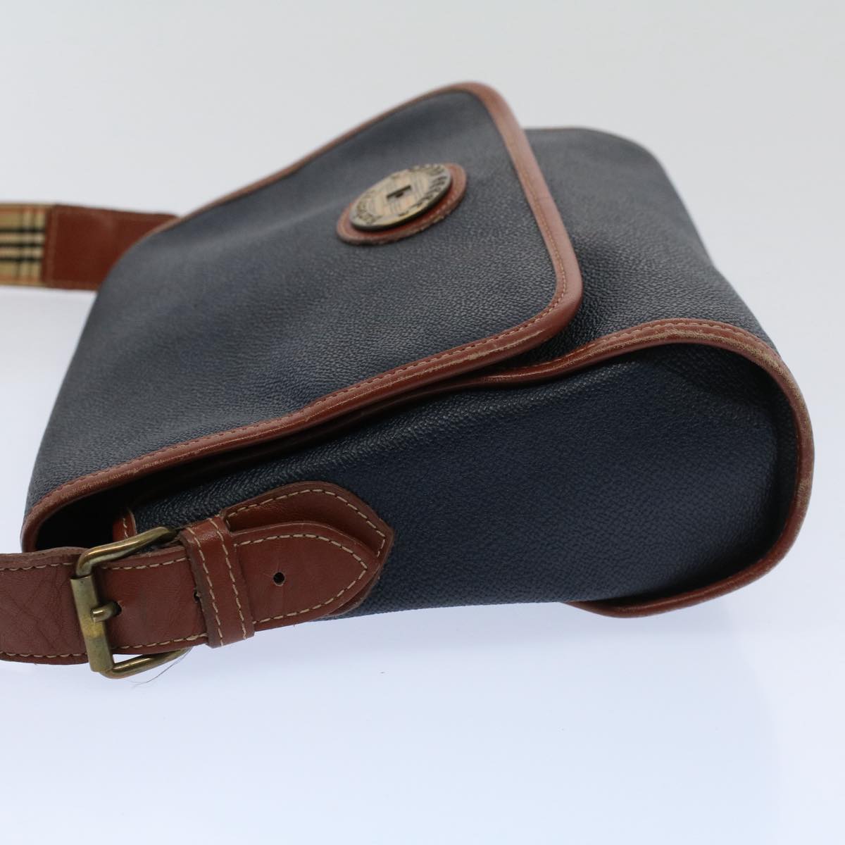 BurberrySs Shoulder Bag Leather Navy Auth yk9319