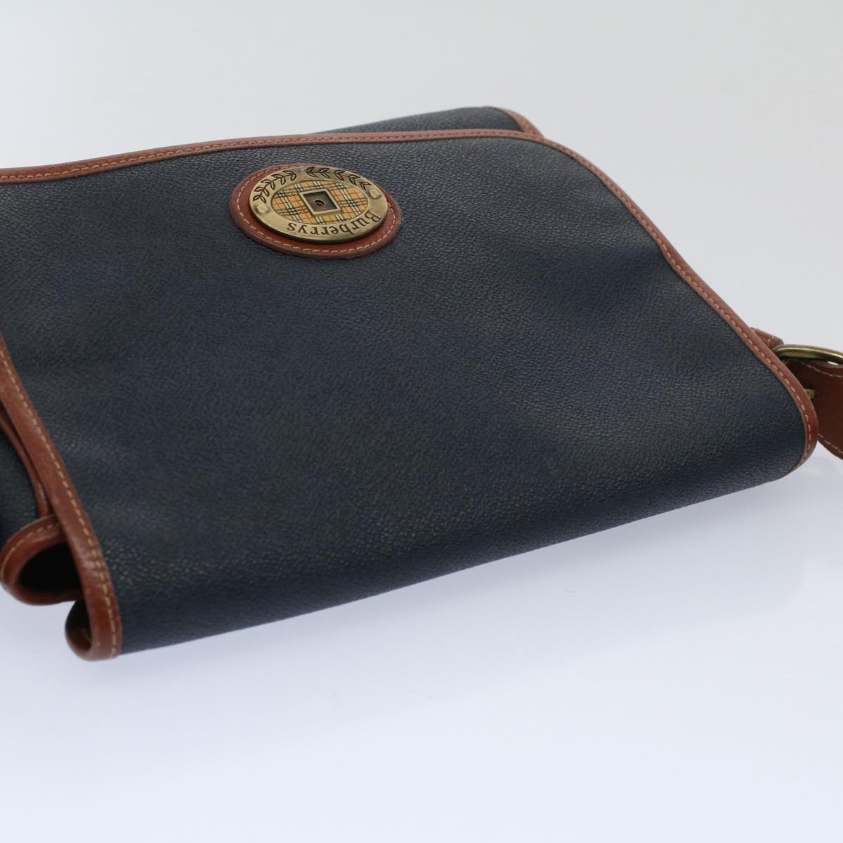BurberrySs Shoulder Bag Leather Navy Auth yk9319
