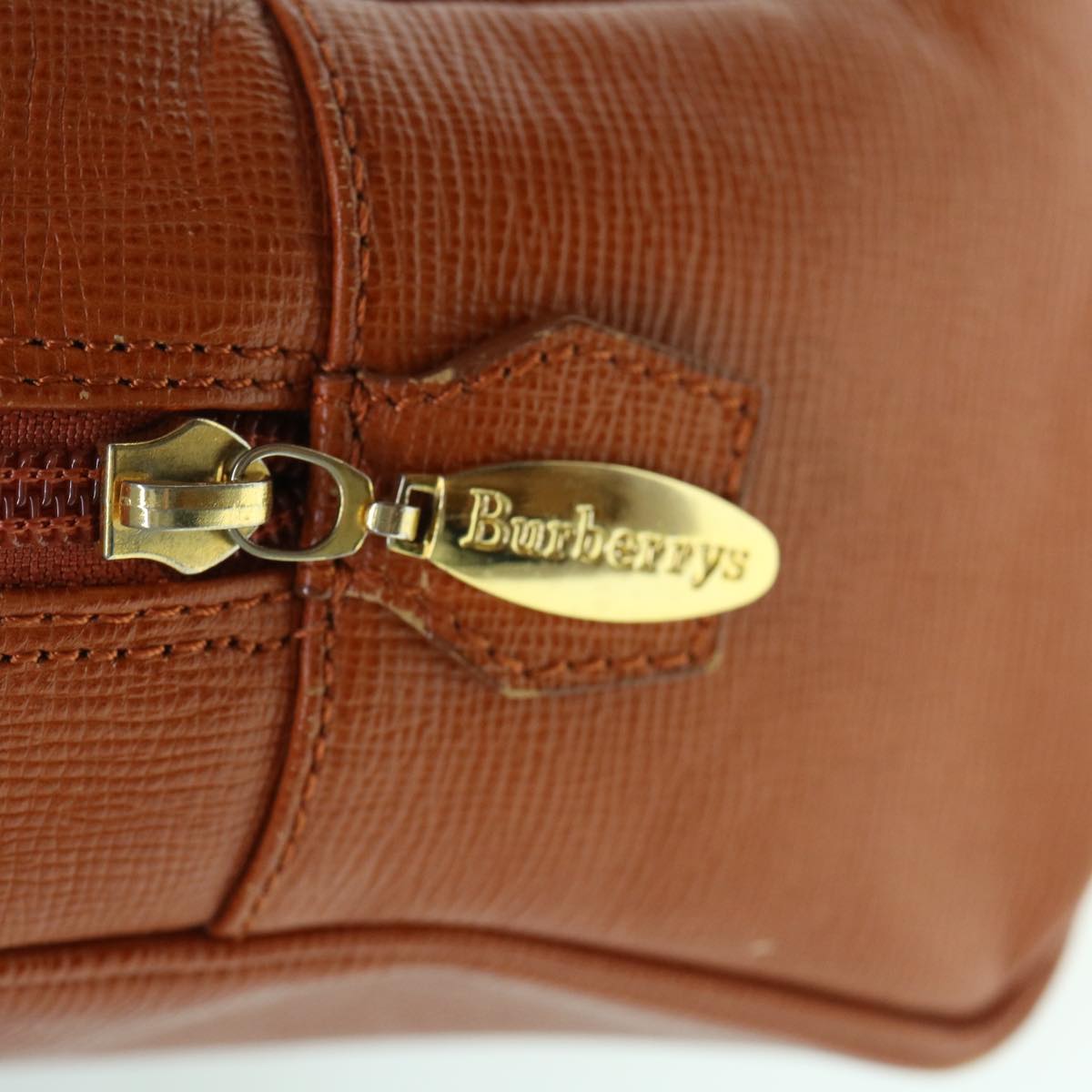 BurberrySs Shoulder Bag Leather Orange Auth yk9596