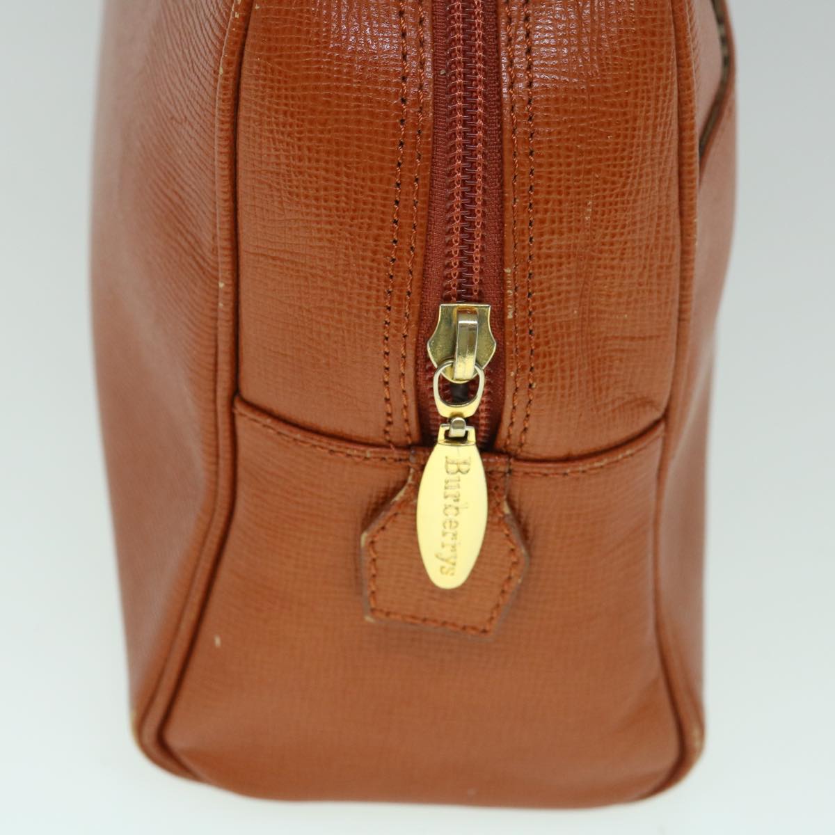 BurberrySs Shoulder Bag Leather Orange Auth yk9596
