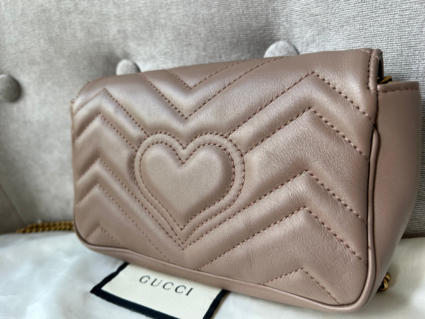 Gucci GG Dusty Pink Marmont Super Mini Shoulder Bag