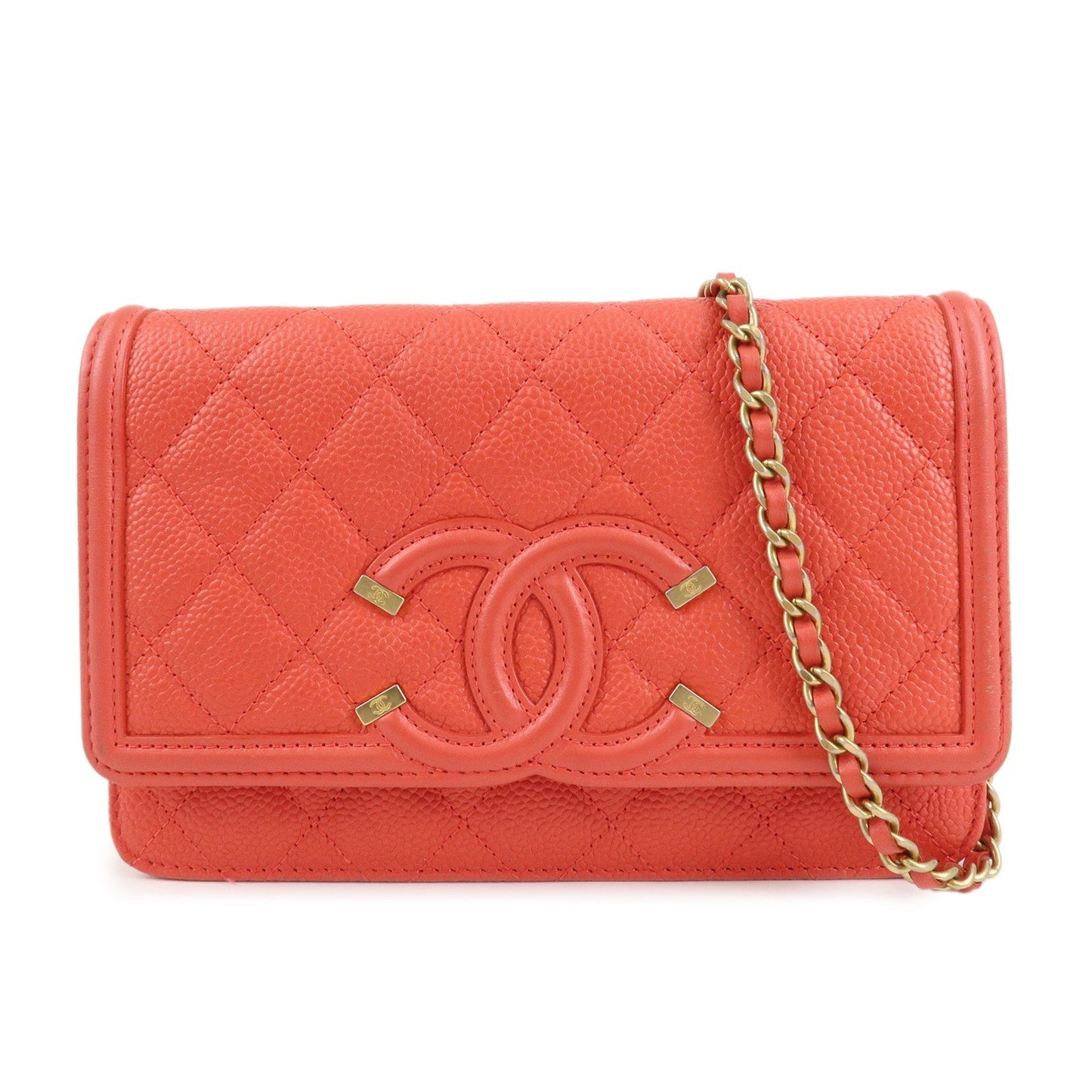 CHANEL CC Filigree Matelasse Caviar Skin Chain Shoulder Bag A84451