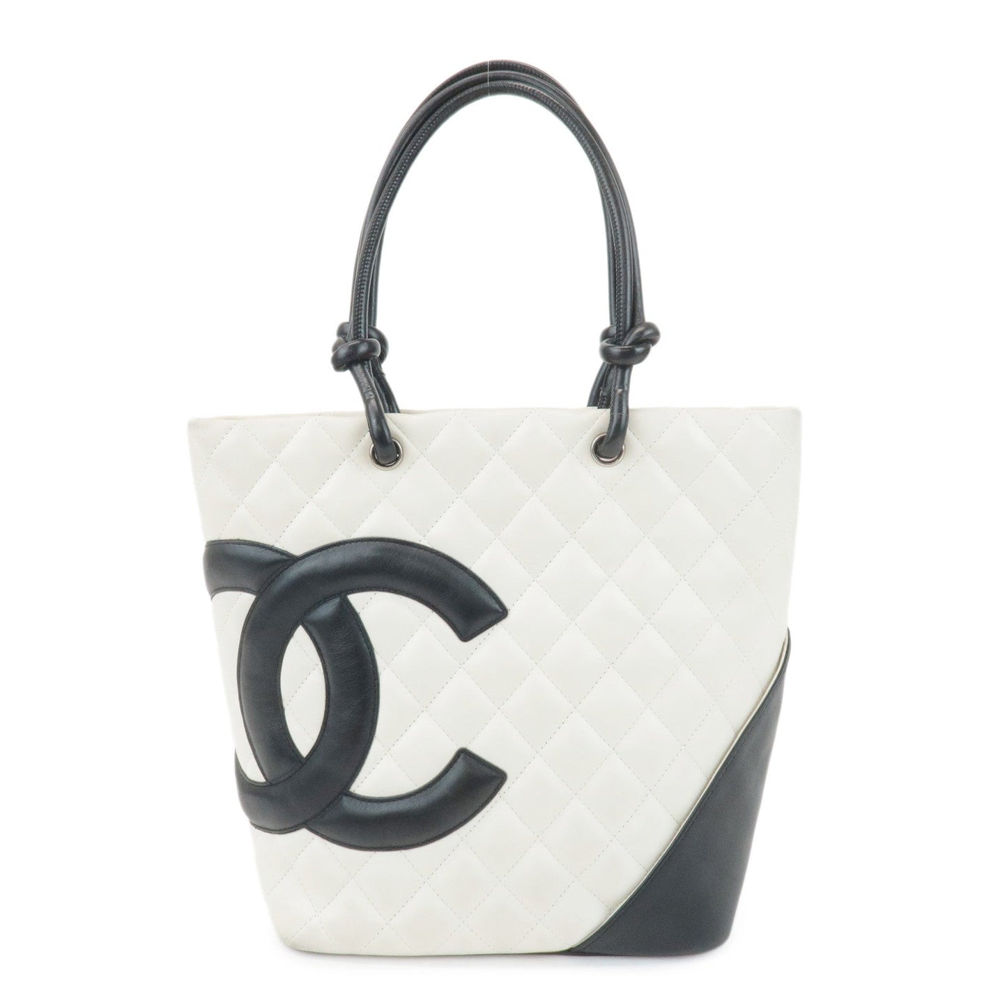 CHANEL Cambon Line Lamb Skin Medium Tote Bag Shoulder Bag A25167