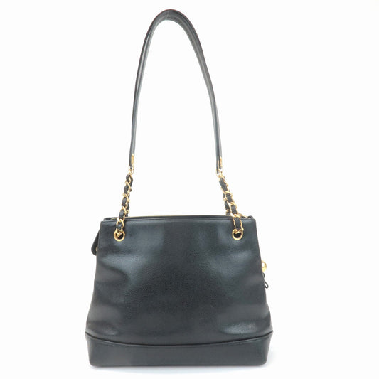 CHANEL COCO Mark Caviar Skin Chain Shoulder Bag Black
