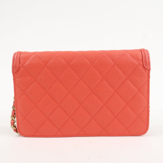 CHANEL CC Filigree Matelasse Caviar Skin Chain Shoulder Bag A84451