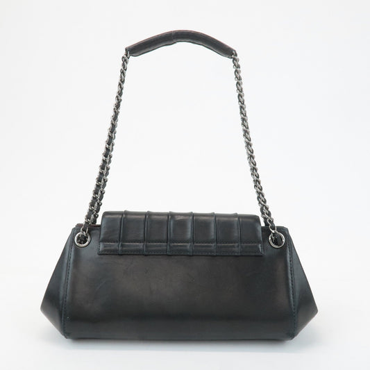 CHANEL Mademoiselle Lamb Skin Chain Shoulder Bag Hand Bag Black