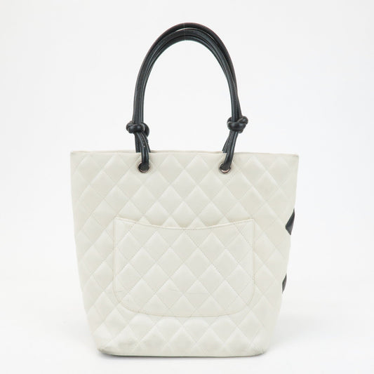 CHANEL Cambon Line Lamb Skin Medium Tote Bag Shoulder Bag A25167