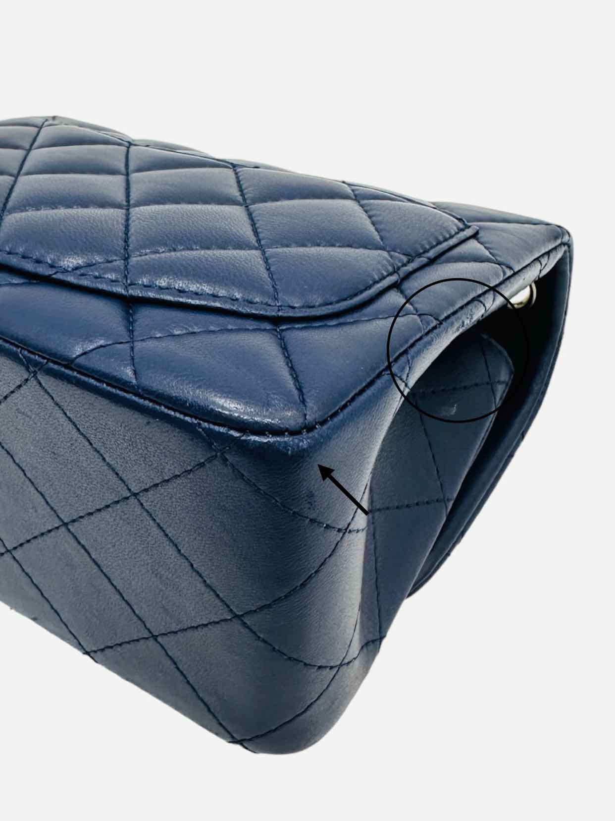 CHANEL Square Flap Navy Blue Quilted Shoulder Bag