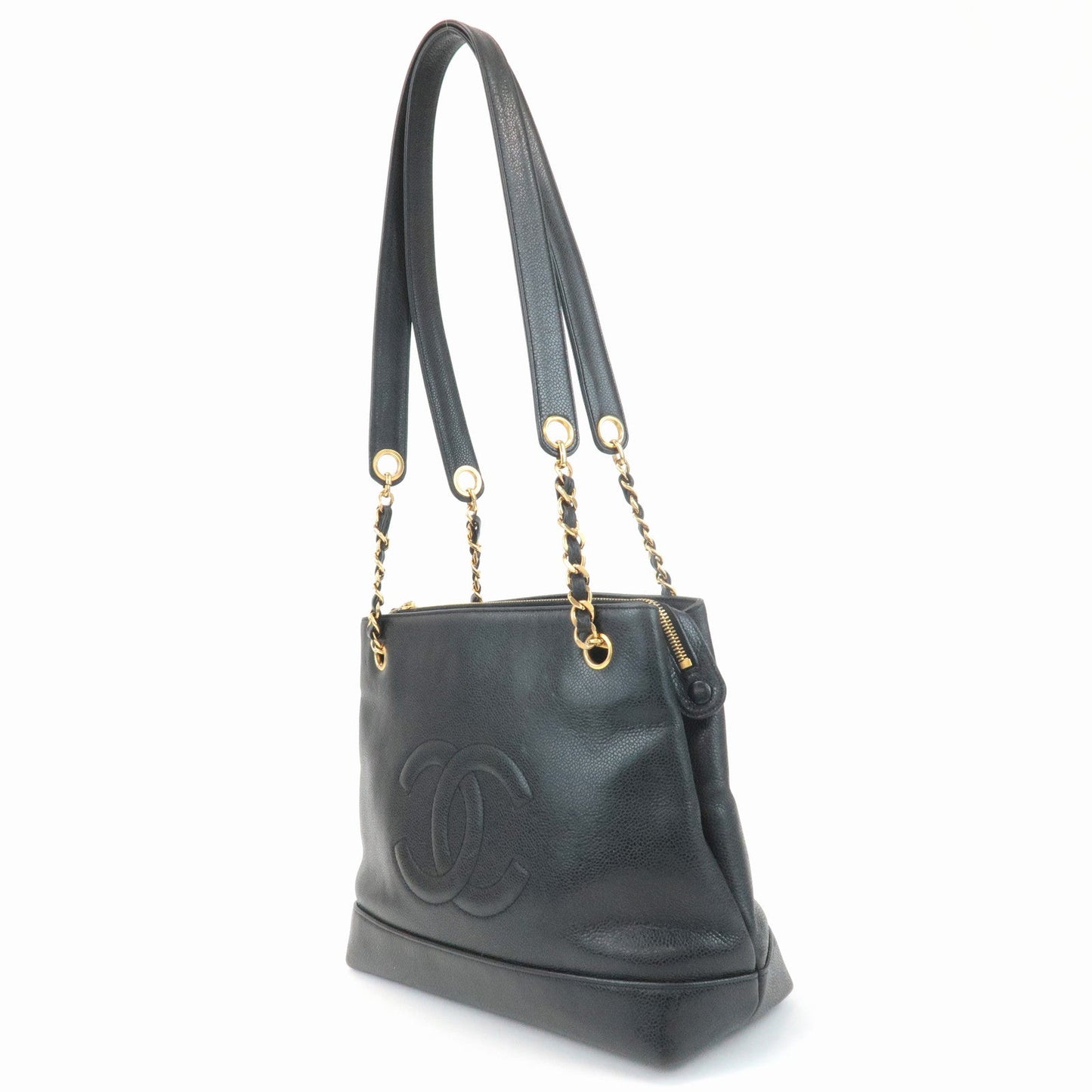CHANEL COCO Mark Caviar Skin Chain Shoulder Bag Black