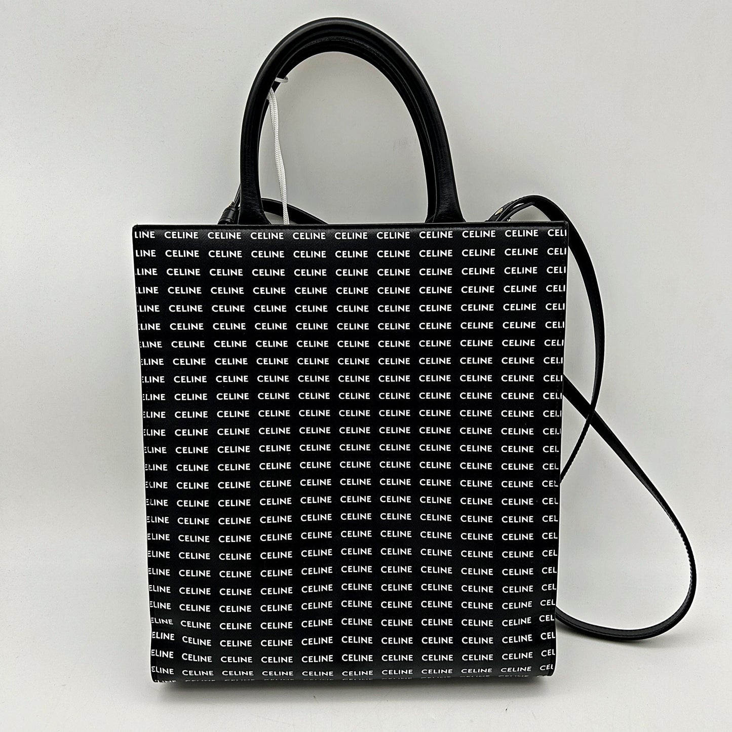 Céline Celine Small vertical Cabas Tote Canvas Tote Bag Black Cloth LA39597
