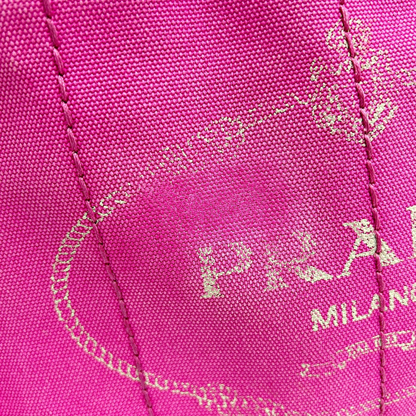 Pre-owned Prada  Denim Small Canapa Logo Tote Peonia LA10326
