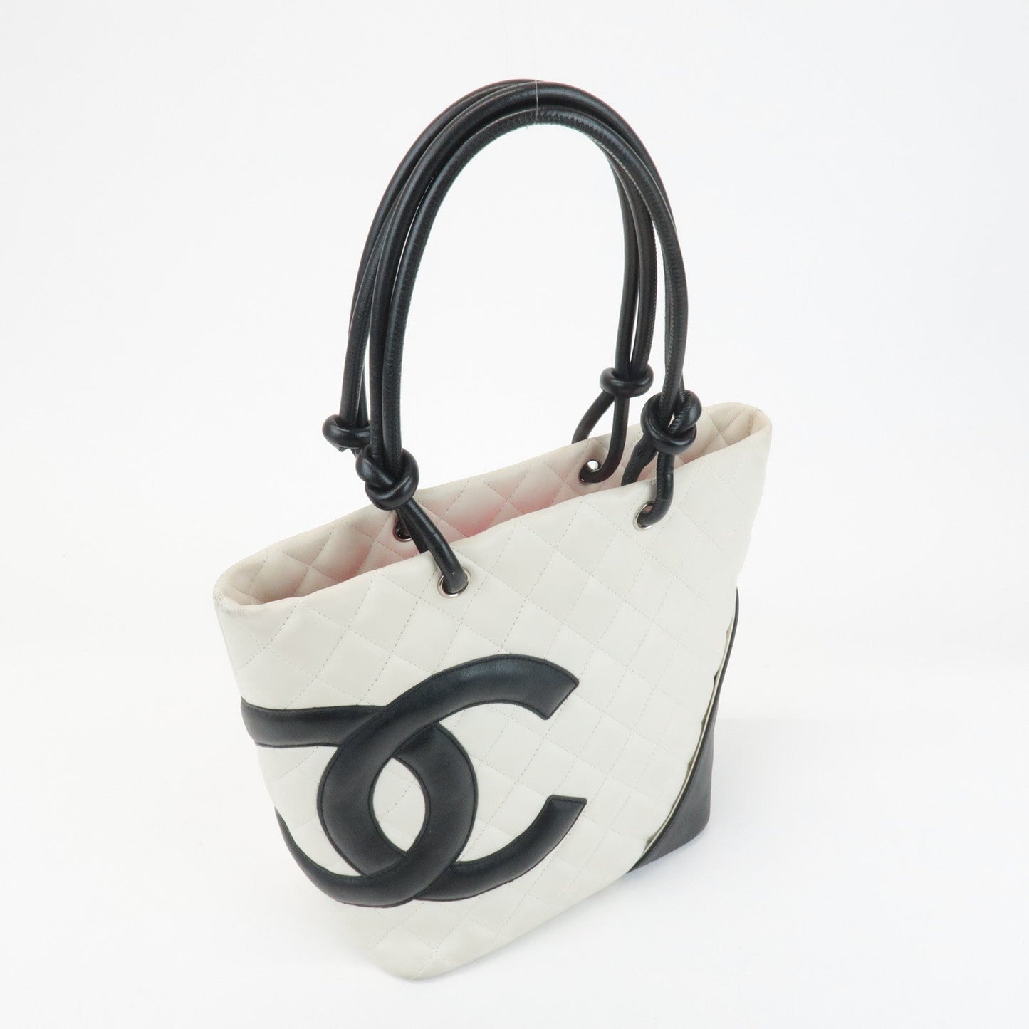 CHANEL Cambon Line Lamb Skin Medium Tote Bag Shoulder Bag A25167