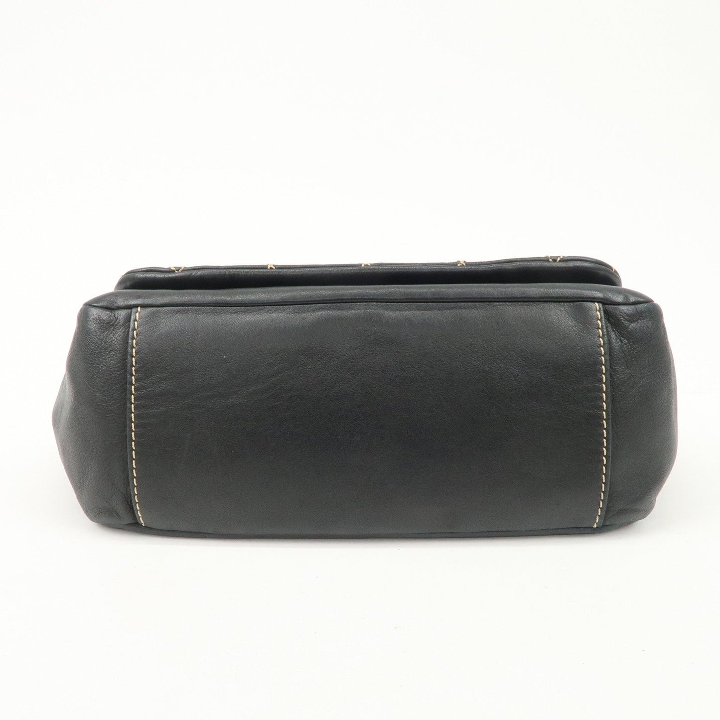 CHANEL COCO Mark Wild Stitch Lamb Skin Chain Shoulder Bag Black