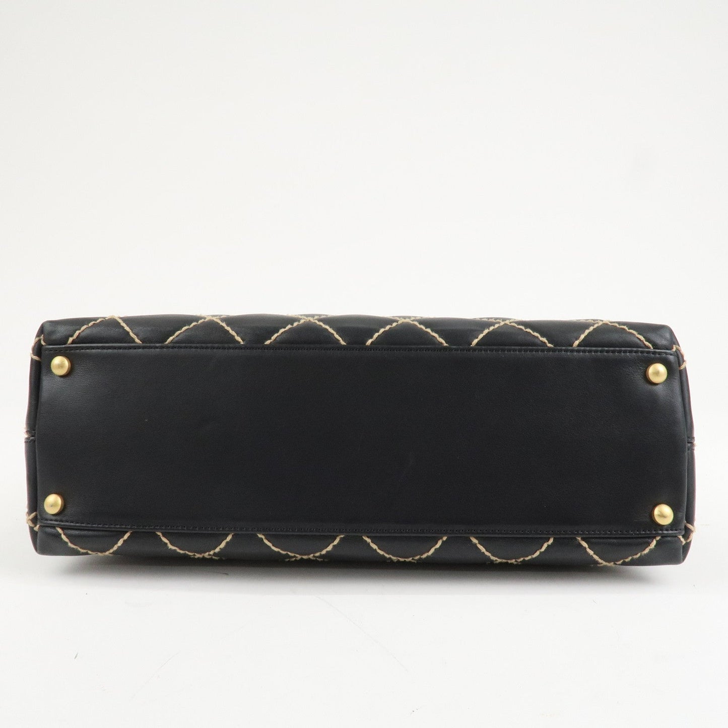 CHANEL Wild Stitch Lamb Skin Shoulder Bag Hand Bag Black A20663