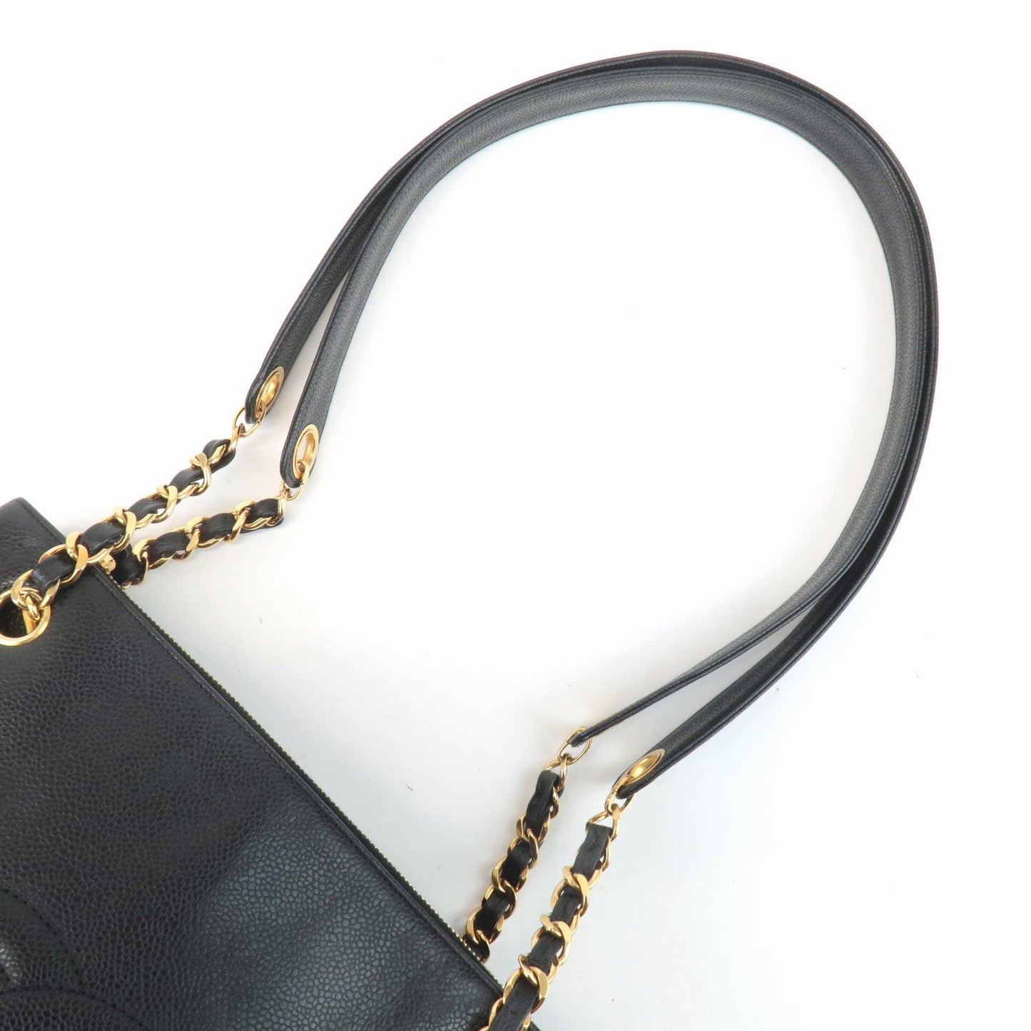 CHANEL COCO Mark Caviar Skin Chain Shoulder Bag Black