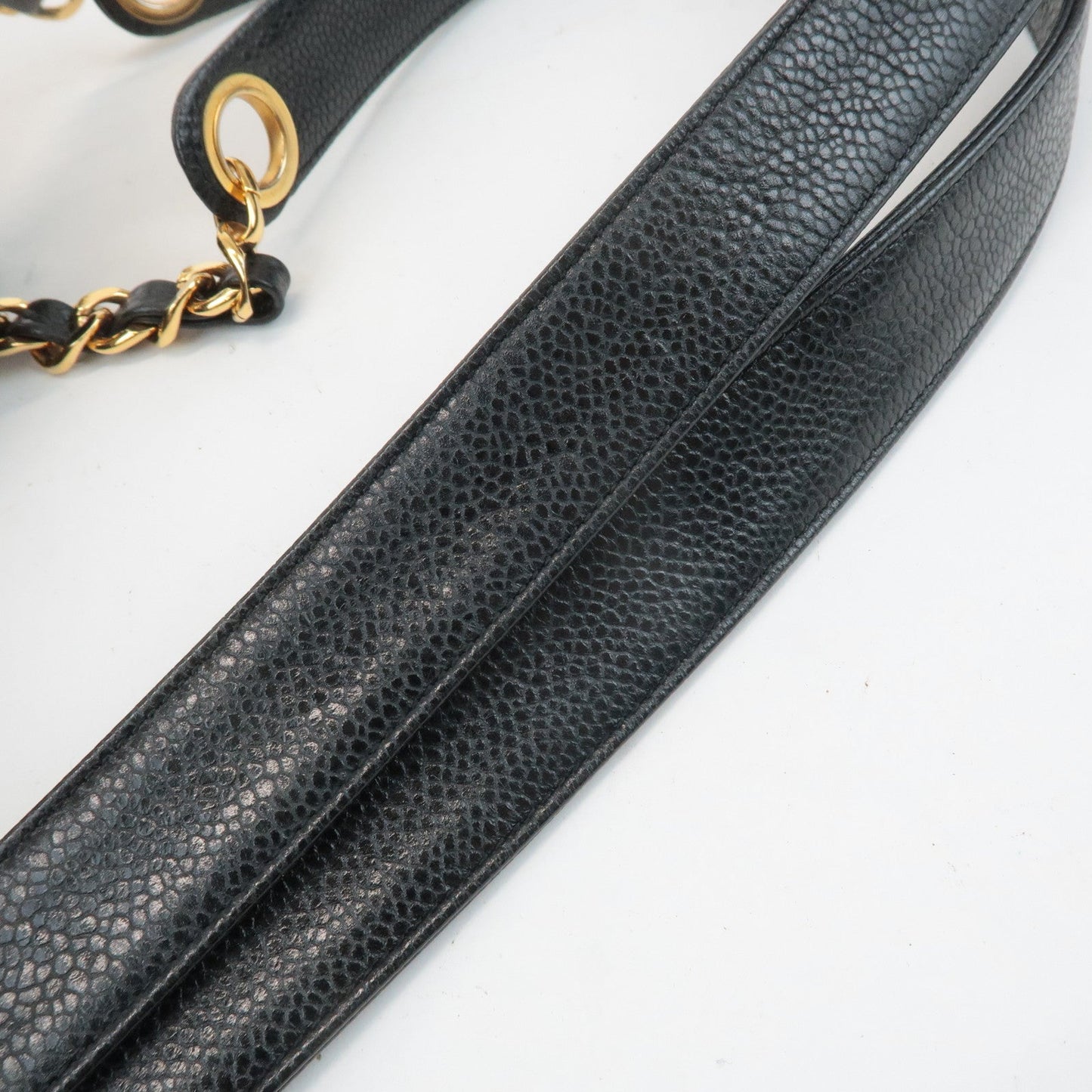 CHANEL COCO Mark Caviar Skin Chain Shoulder Bag Black