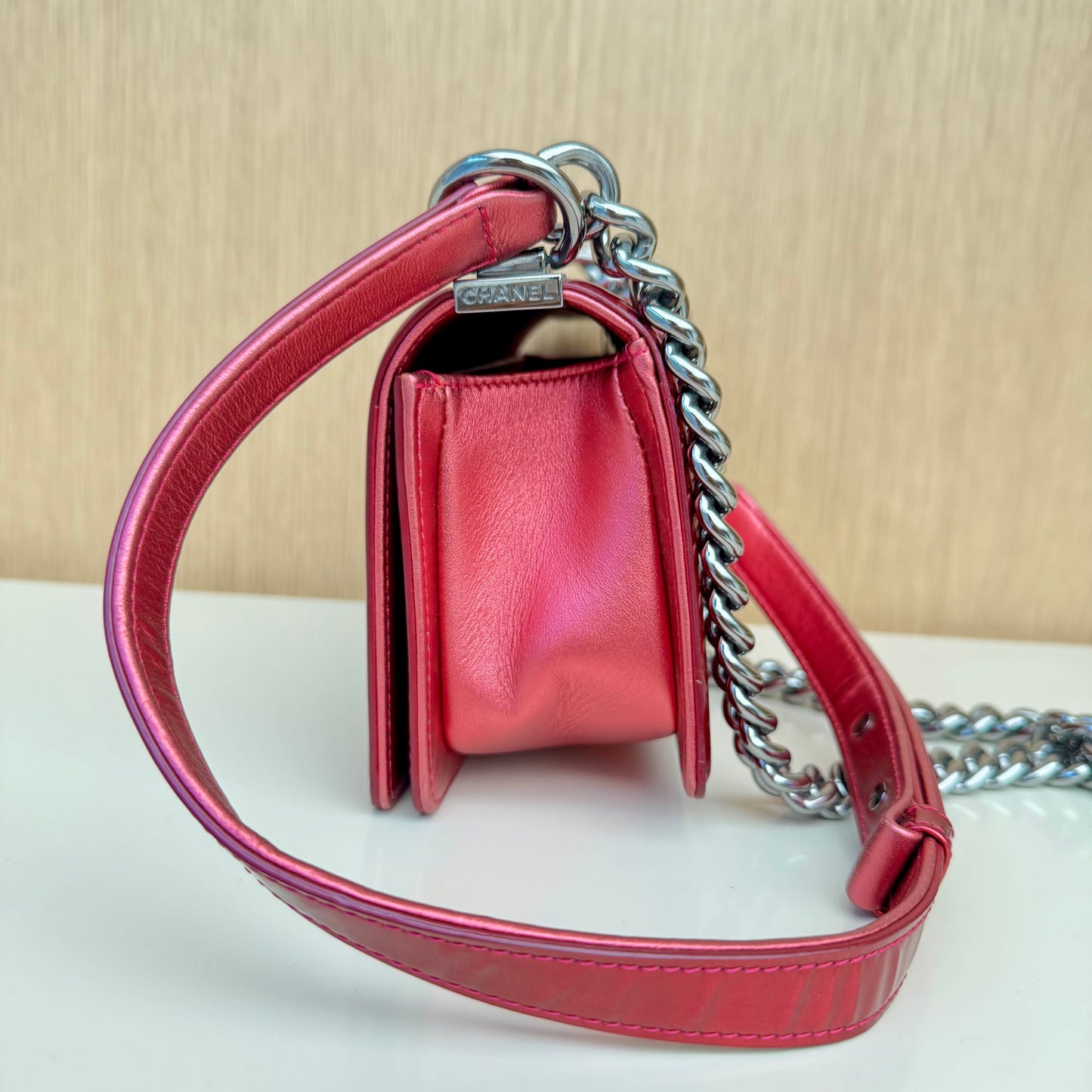 Chanel Small Metallic Boy Bag - Pink Shoulder Bags, Handbags