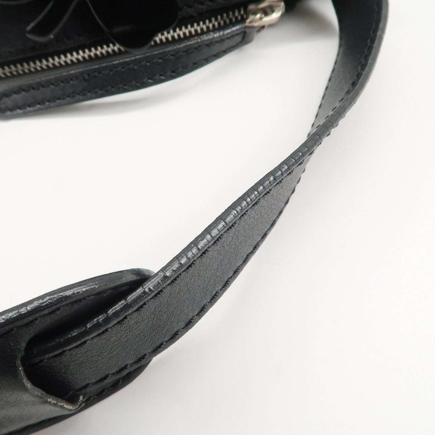 CHANEL Tweed Leather Shoulder Bag Hand Bag Black Beige