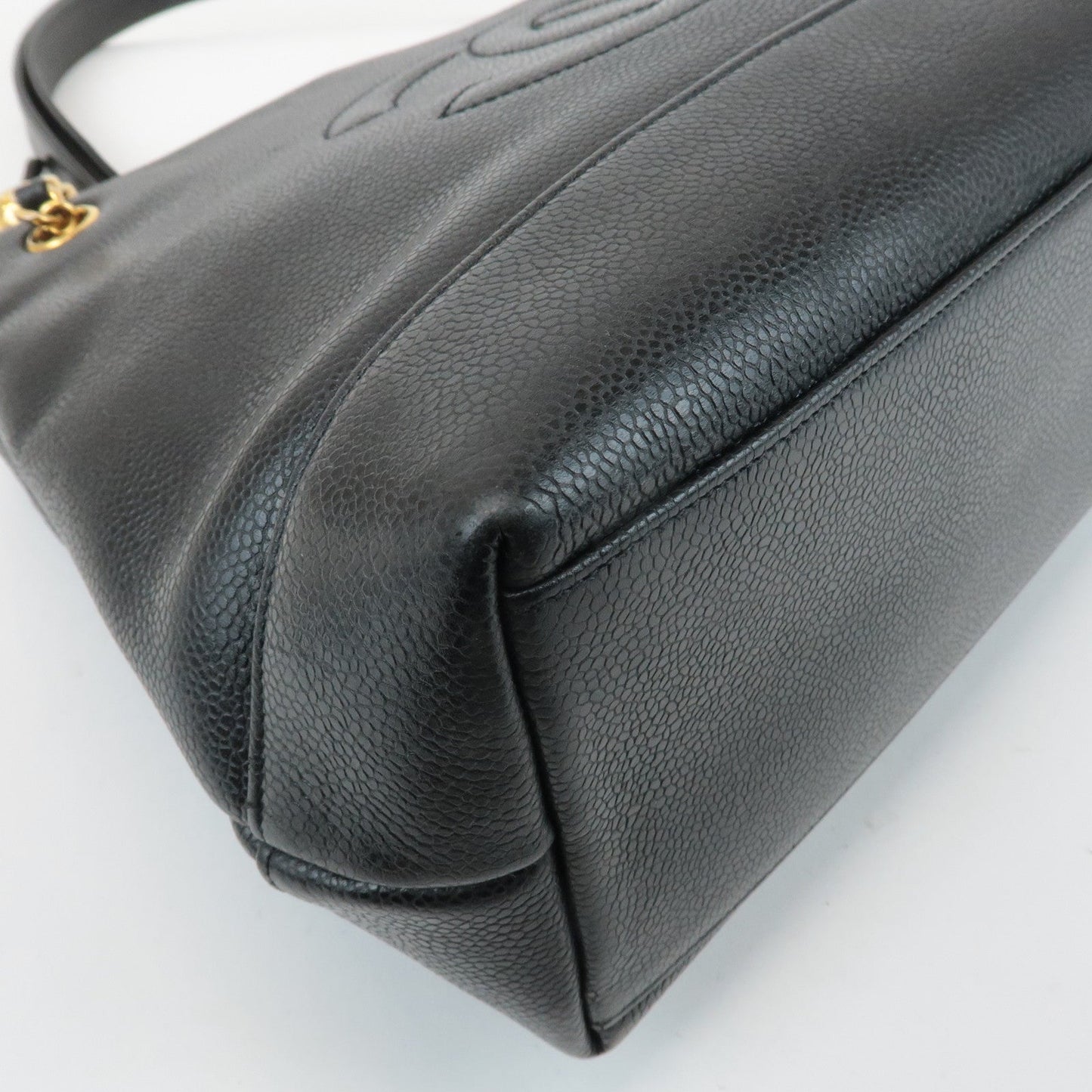 CHANEL COCO Mark Caviar Skin Chain Shoulder Bag Black