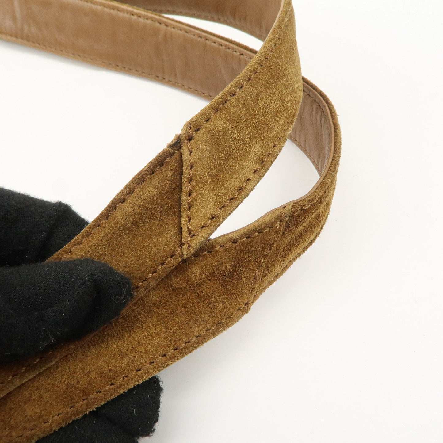 CHANEL Logo Suede Tote Bag Shoulder Bag Brown