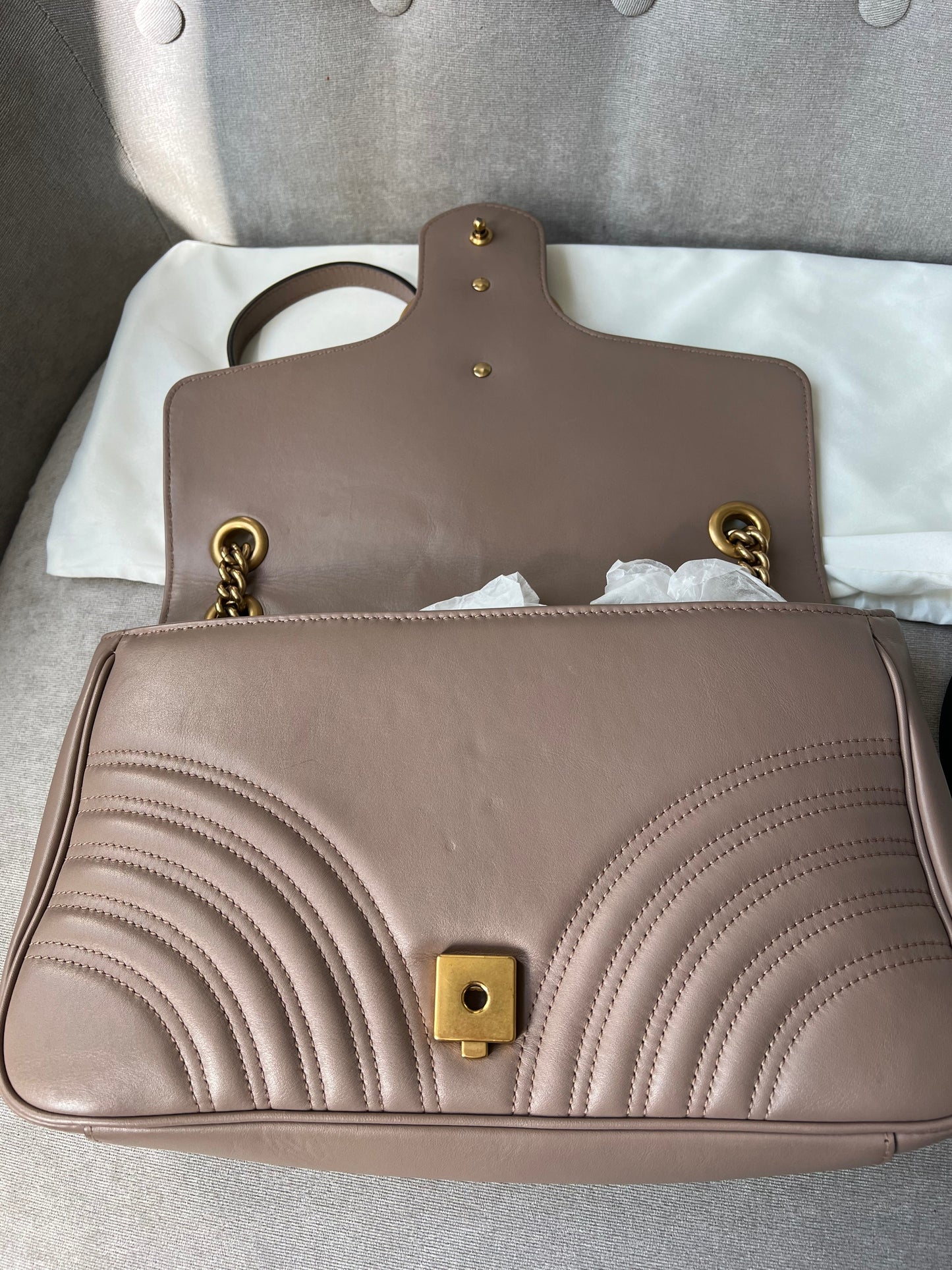 Gucci GG Dusty Pink Marmont Medium Shoulder Bag
