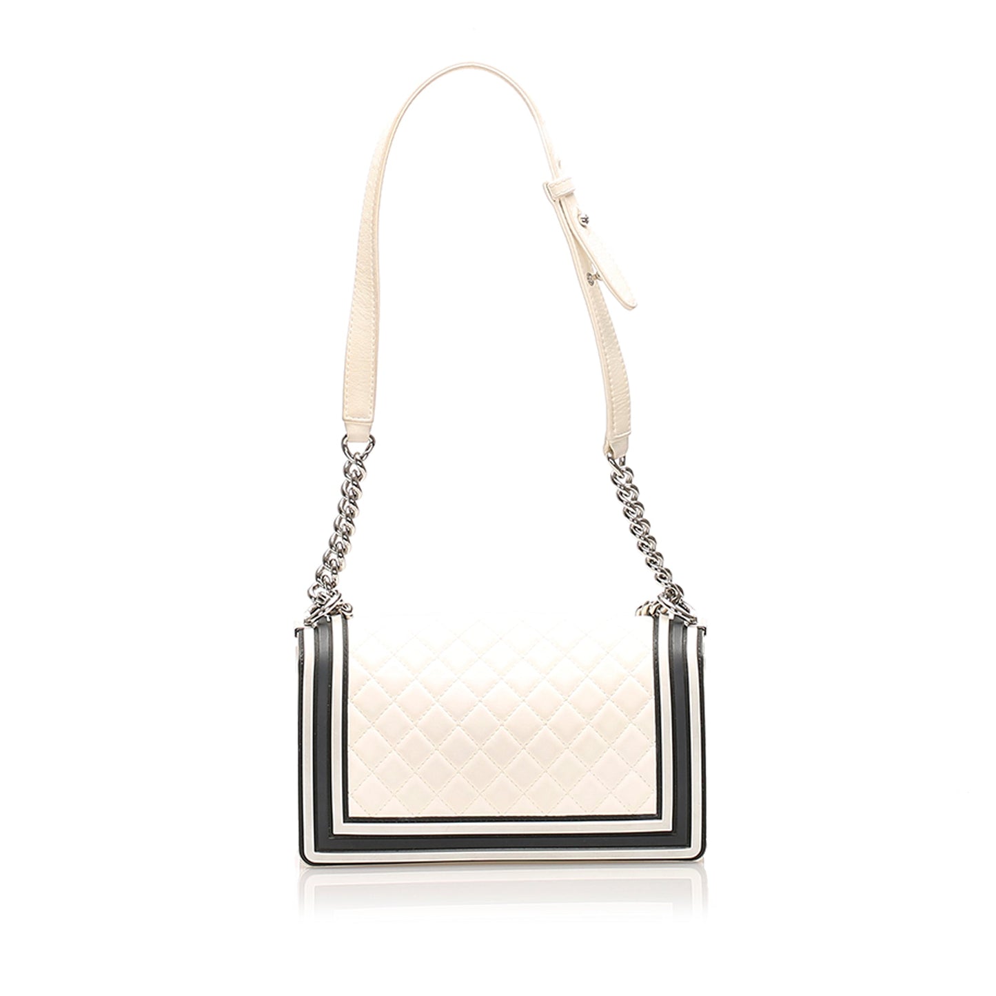 Medium Timeless Le Boy Lambskin Leather Shoulder Bag White