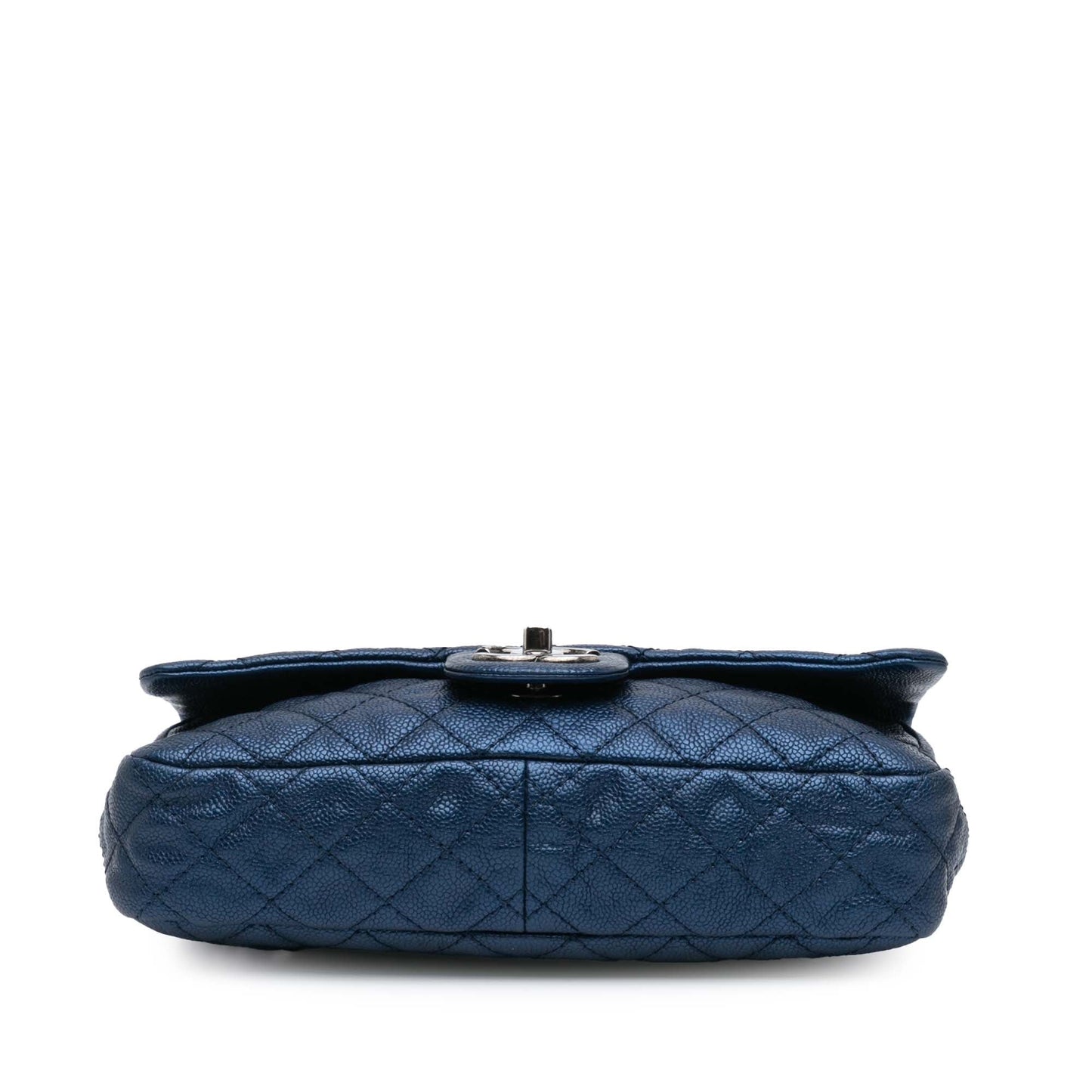 Blue Chanel Medium Quilted Iridescent Caviar Easy Flap Shoulder Bag