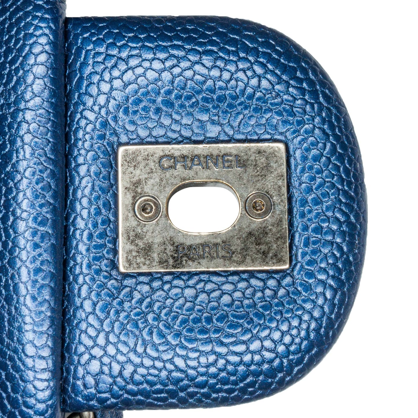 Blue Chanel Medium Quilted Iridescent Caviar Easy Flap Shoulder Bag