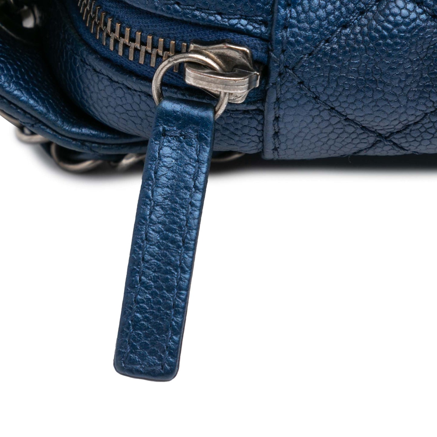 Blue Chanel Medium Quilted Iridescent Caviar Easy Flap Shoulder Bag