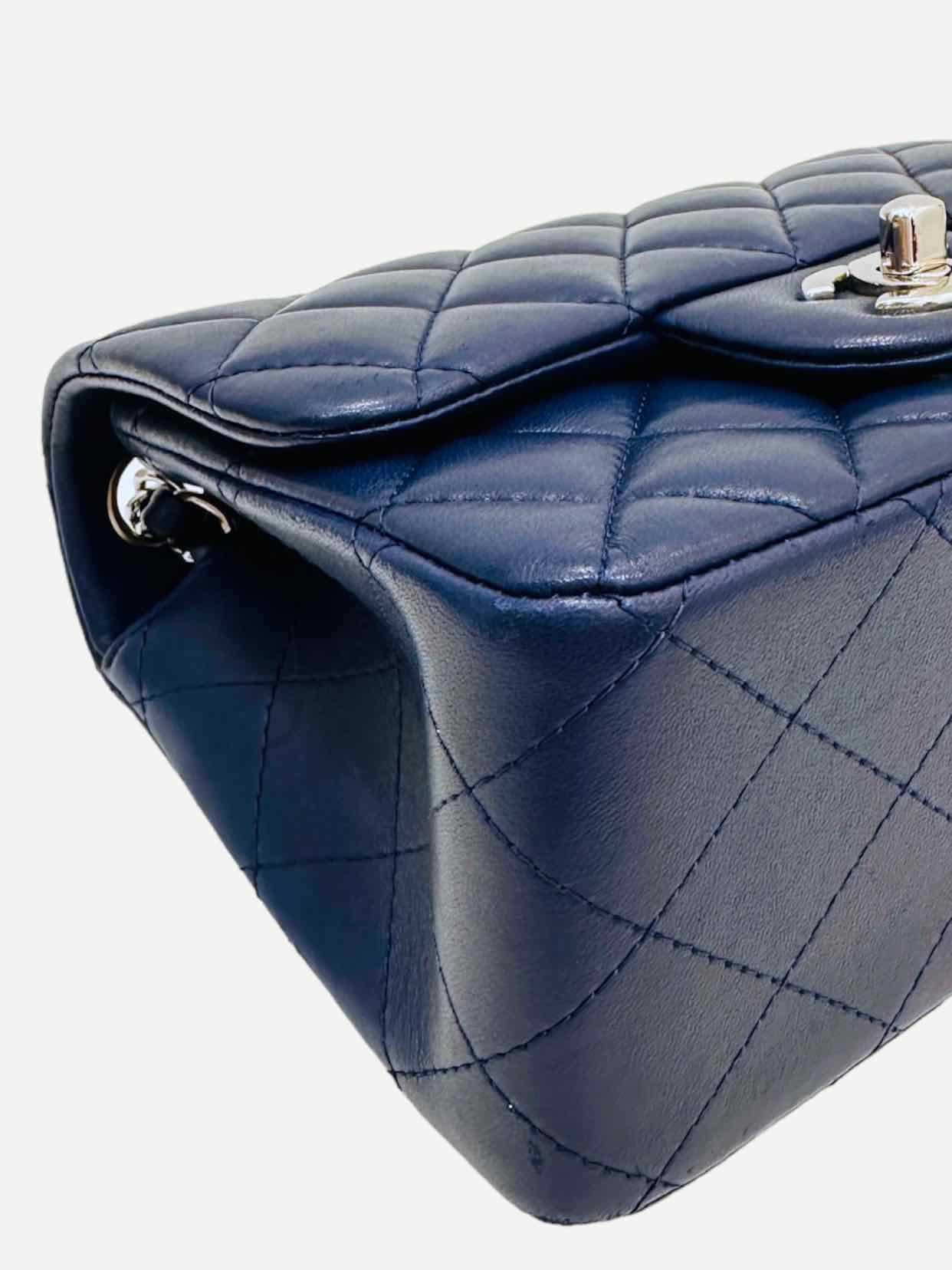 CHANEL Square Flap Navy Blue Quilted Shoulder Bag