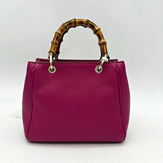 GUCCI Calfskin Mini Bamboo Shopper Tote Bright Bougainville LA9579