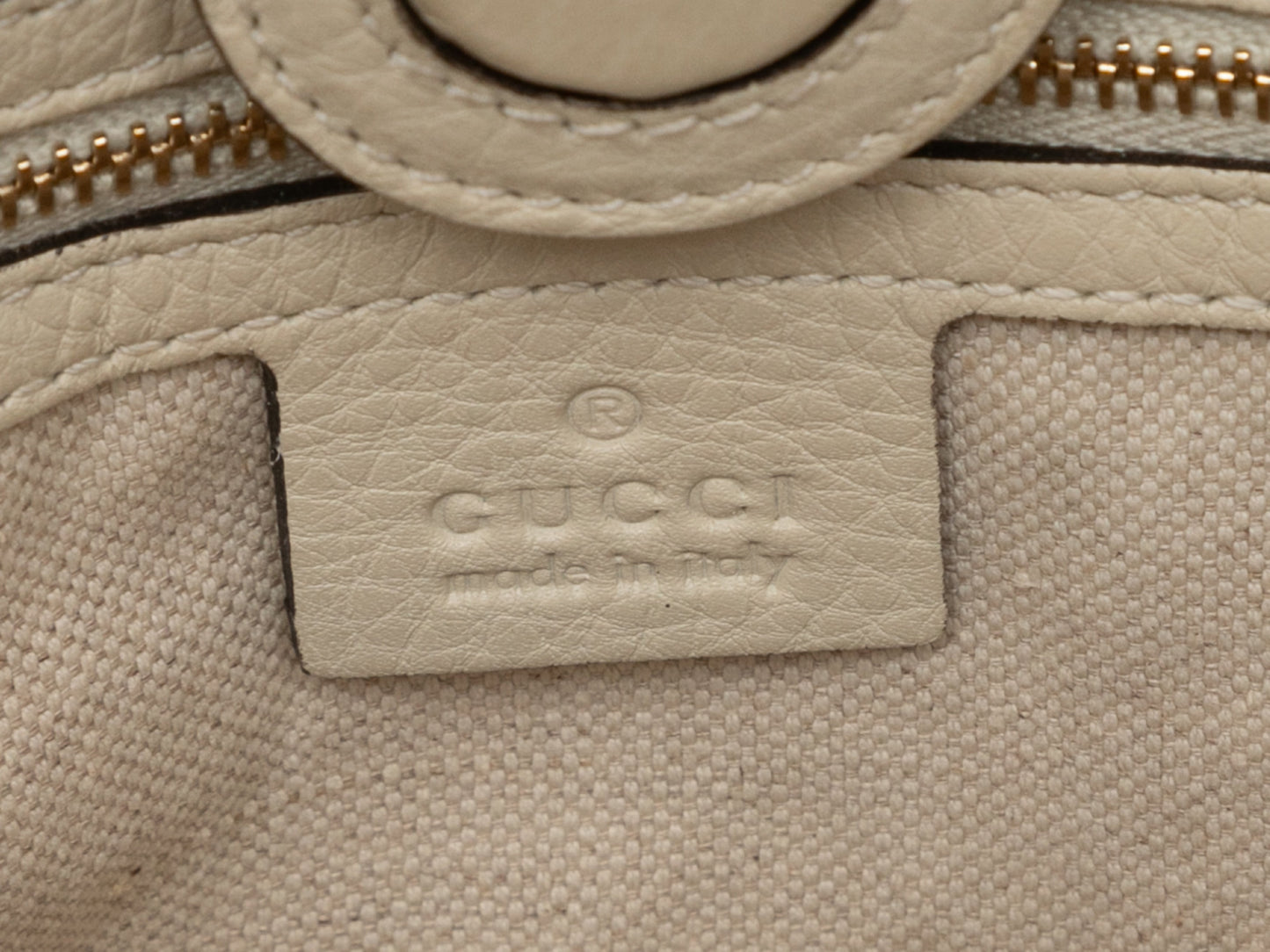 White Gucci Leather & Bamboo Shopping Tote