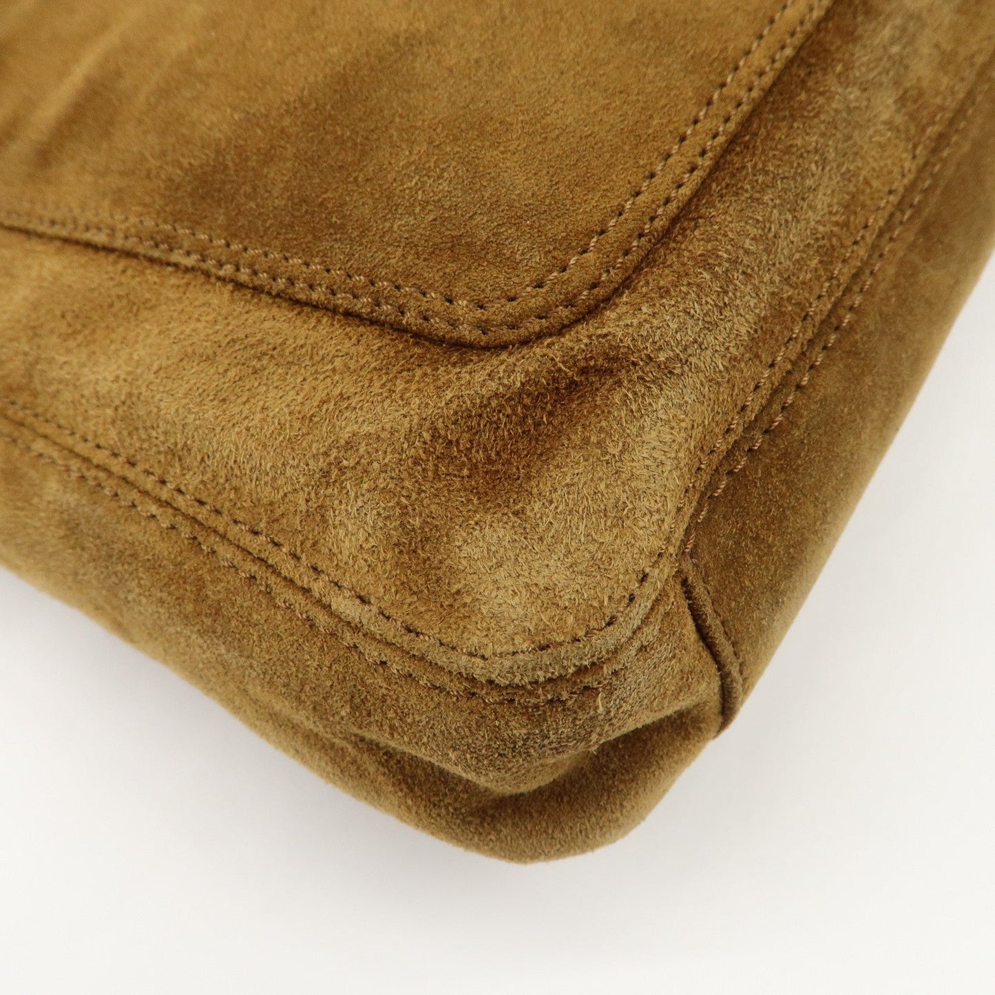 CHANEL Logo Suede Tote Bag Shoulder Bag Brown