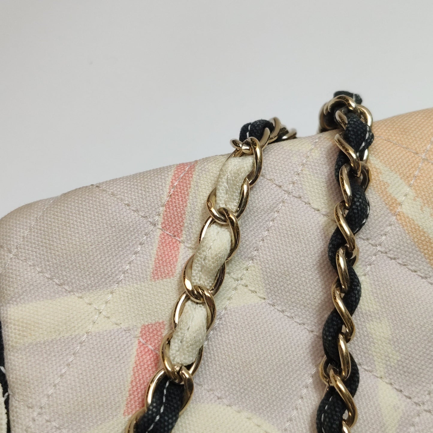 Chanel Baguette Flap Multicolor Eiffel Tower Print Cloth Shoulder Bag