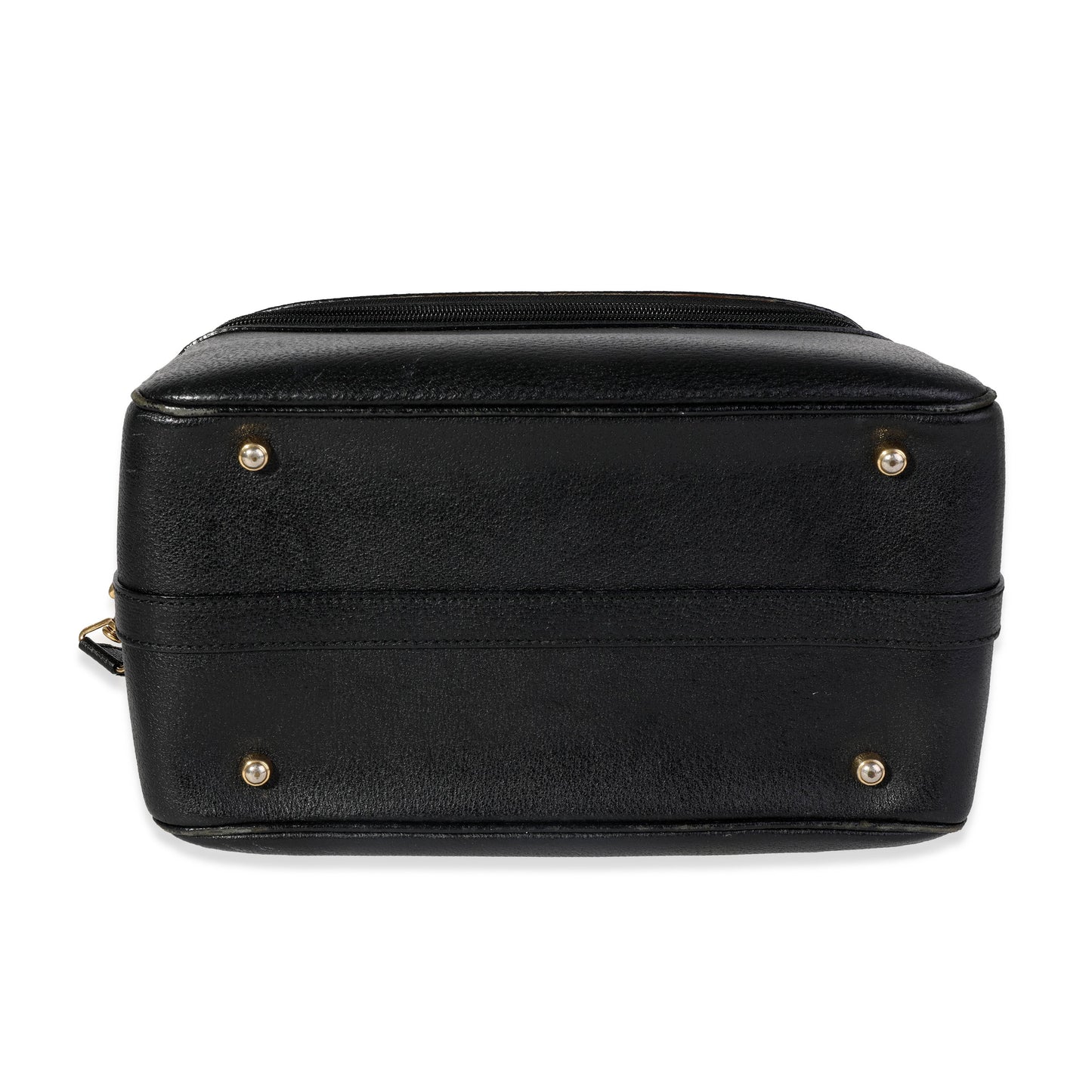Gucci Vintage Black Textured Leather Bamboo Handle Vanity Bag