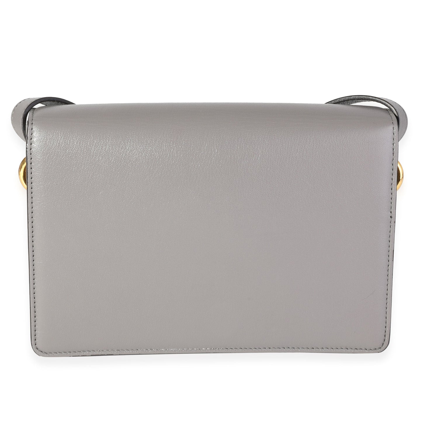 GUCCI Gray Leather GG Ring Shoulder Bag