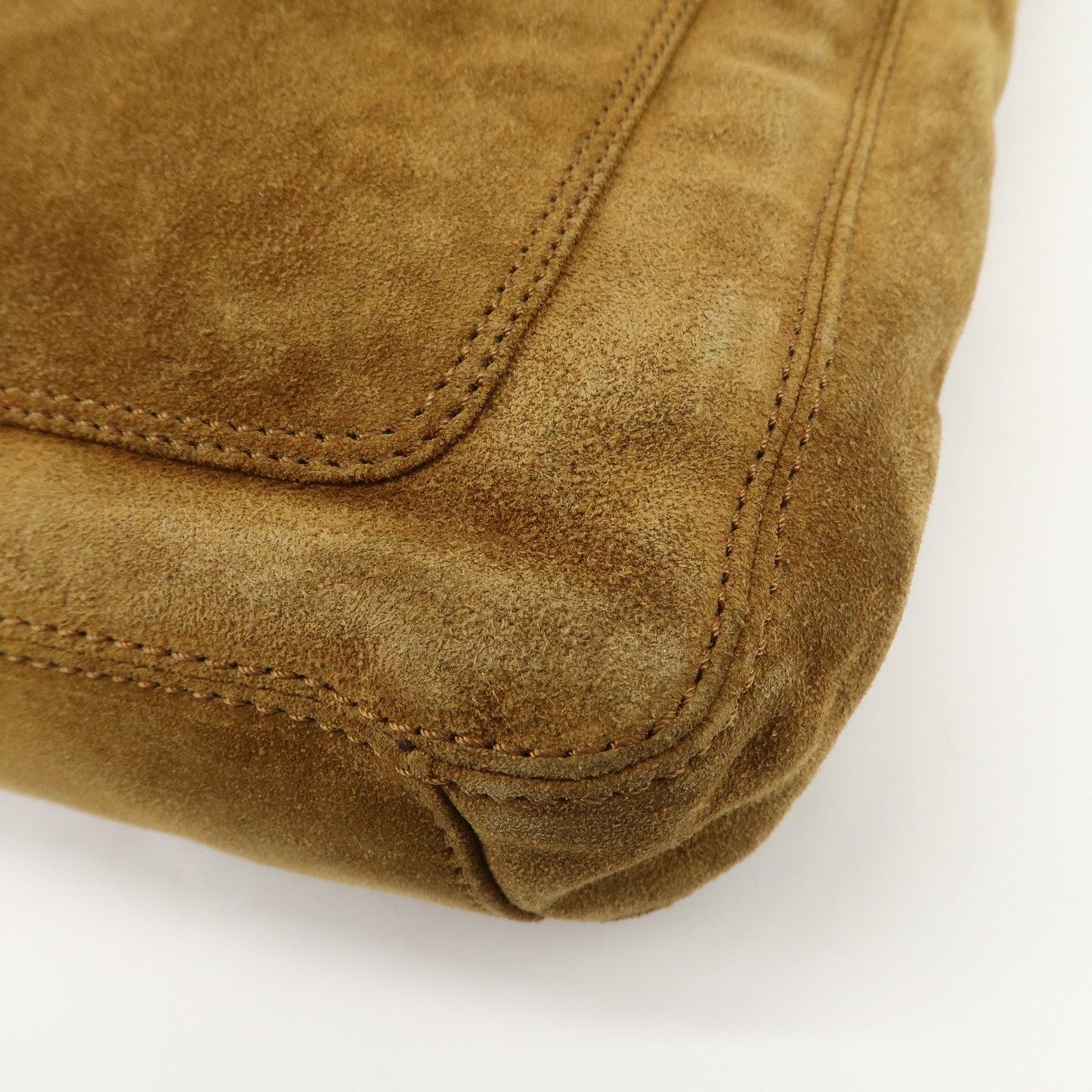 CHANEL Logo Suede Tote Bag Shoulder Bag Brown