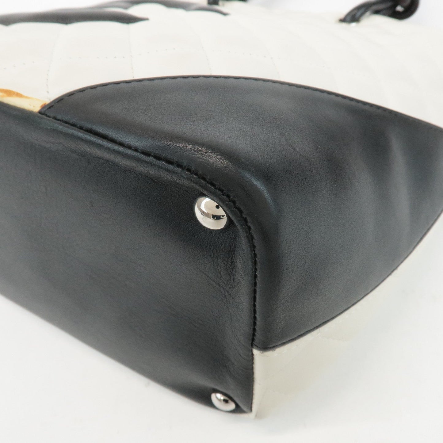 CHANEL Cambon Line Lamb Skin Medium Tote Bag Shoulder Bag A25167