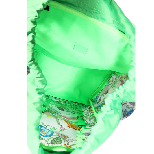 GUCCI Neon Green Leather & Flora PVC Backpack