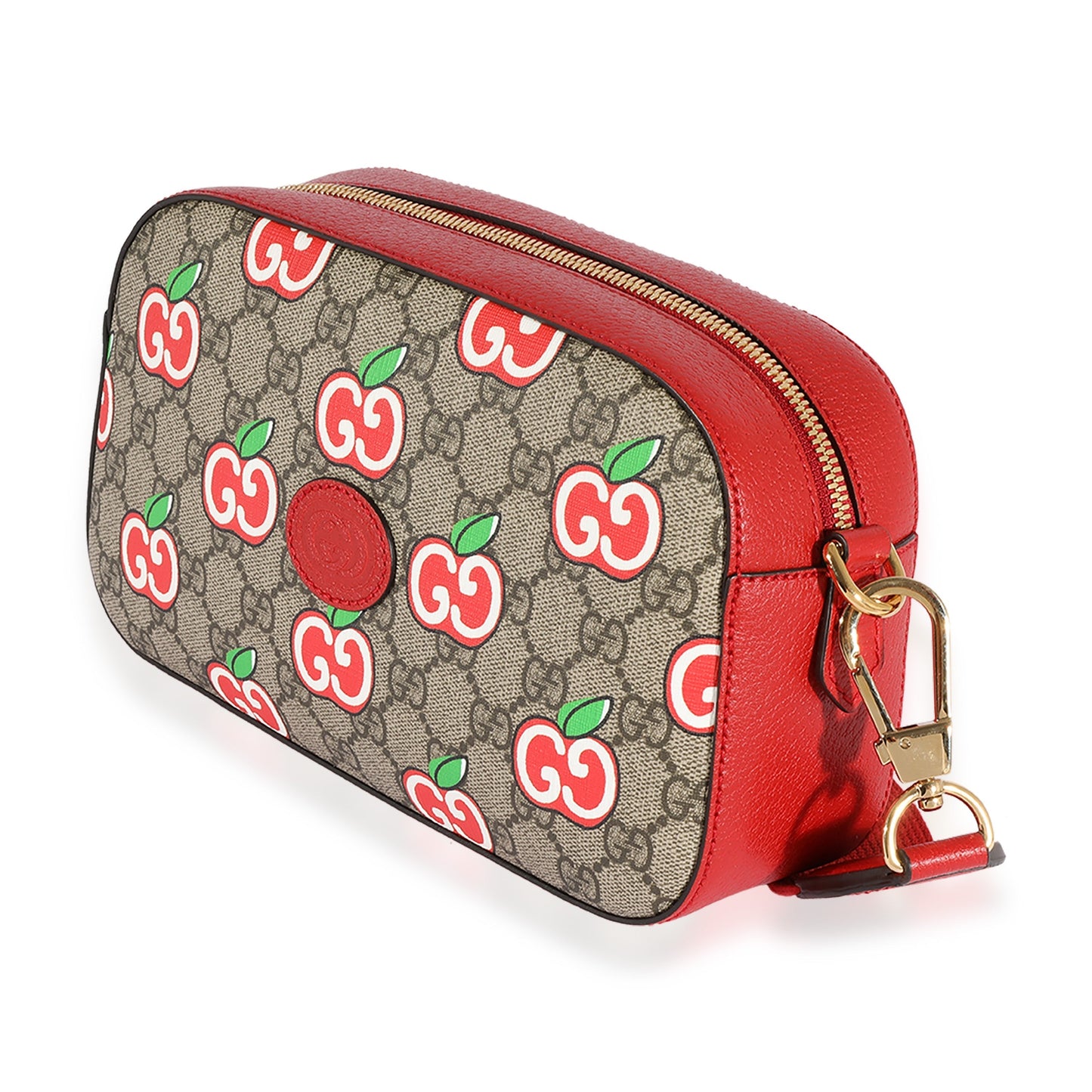 GUCCI GG Supreme & Red Leather Apple Shoulder Bag