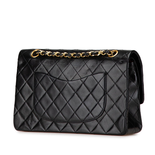 Black Chanel Medium Classic Lambskin Double Flap Shoulder Bag