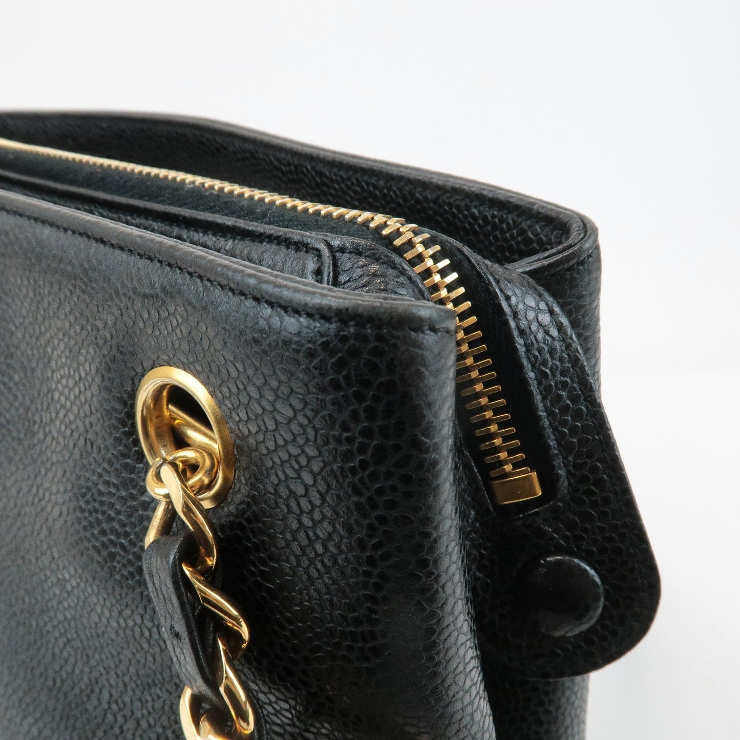 CHANEL COCO Mark Caviar Skin Chain Shoulder Bag Black