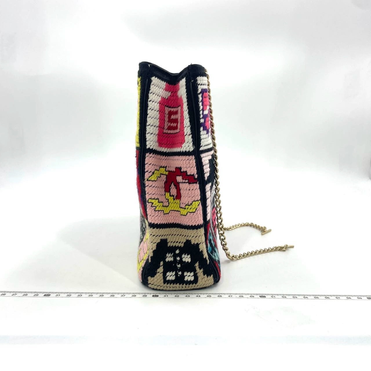 Rare Chanel Precious Symbols Needlepoint Shoulder Bag Shopper Tote