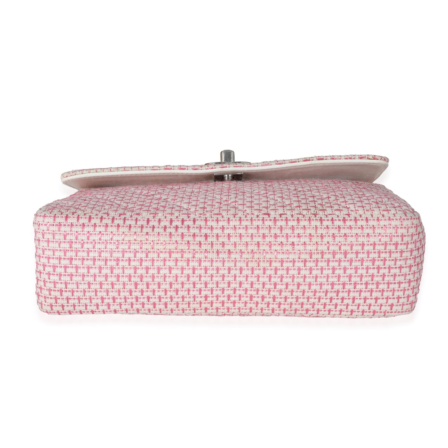Chanel Woven Raffia Pink White Small CC Shoulder Flap Bag