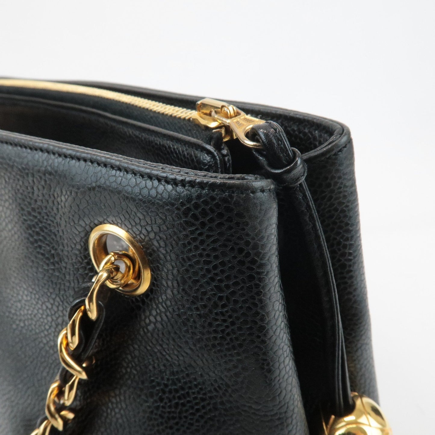 CHANEL COCO Mark Caviar Skin Chain Shoulder Bag Black