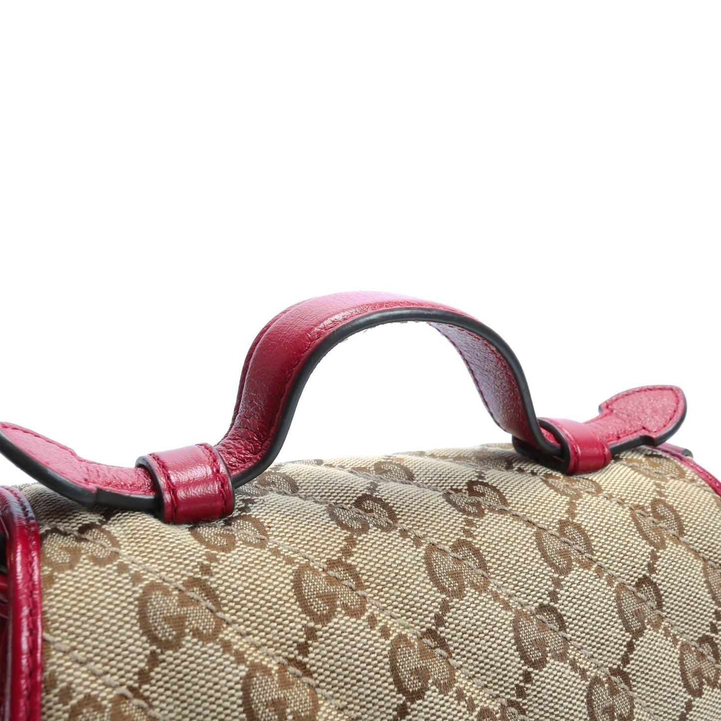 GUCCI GG Marmont Mini Tote - Canvas w/Red Trim